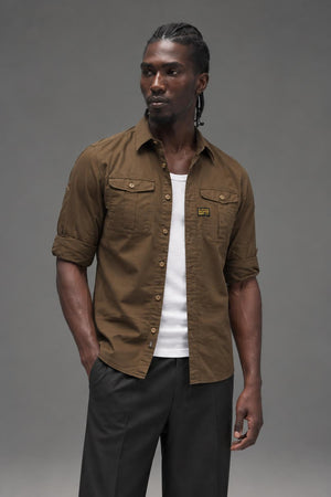 G STAR RAW NEW ATHAN SHIRT L/S WILD OLIVE   83014.2374.1866 AI model photo