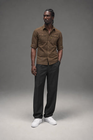 G STAR RAW NEW ATHAN SHIRT L/S WILD OLIVE   83014.2374.1866 AI model photo