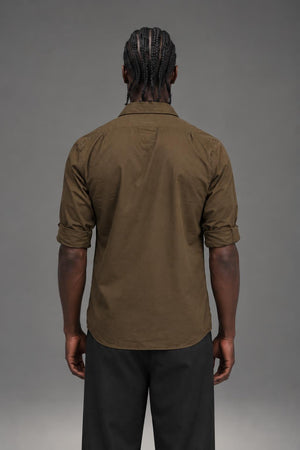 G STAR RAW NEW ATHAN SHIRT L/S WILD OLIVE   83014.2374.1866 AI model photo