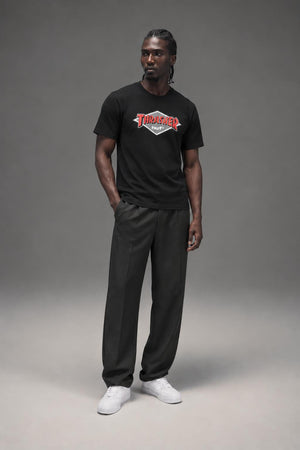 HUF x Thrasher Logo T-Shirt Black TS02730 AI model photo