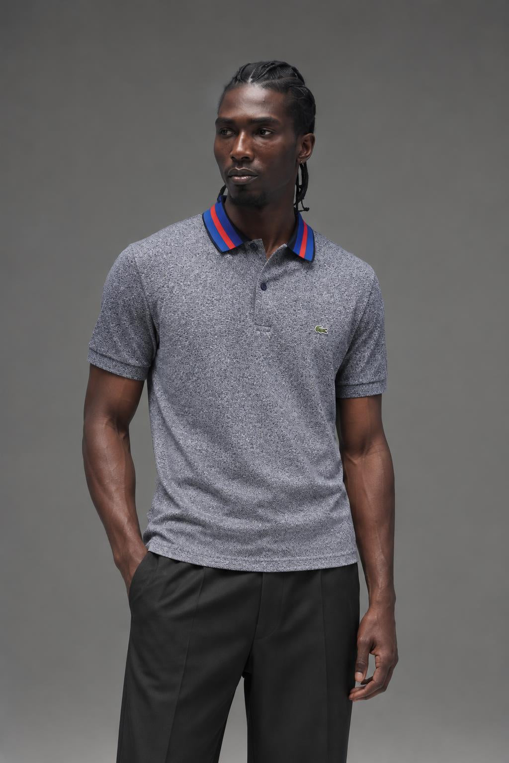 Lacoste Mens Resort Polo Navy Blue Mouline PH0111 AI model photo