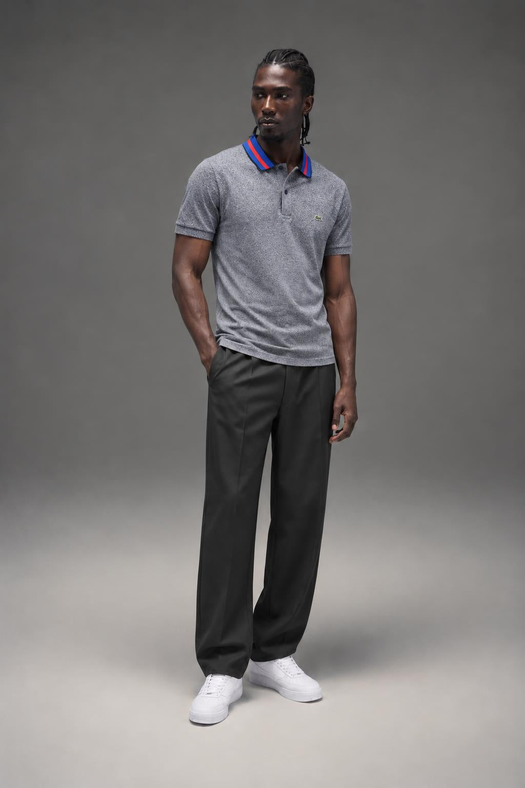 Lacoste Mens Resort Polo Navy Blue Mouline PH0111 AI model photo