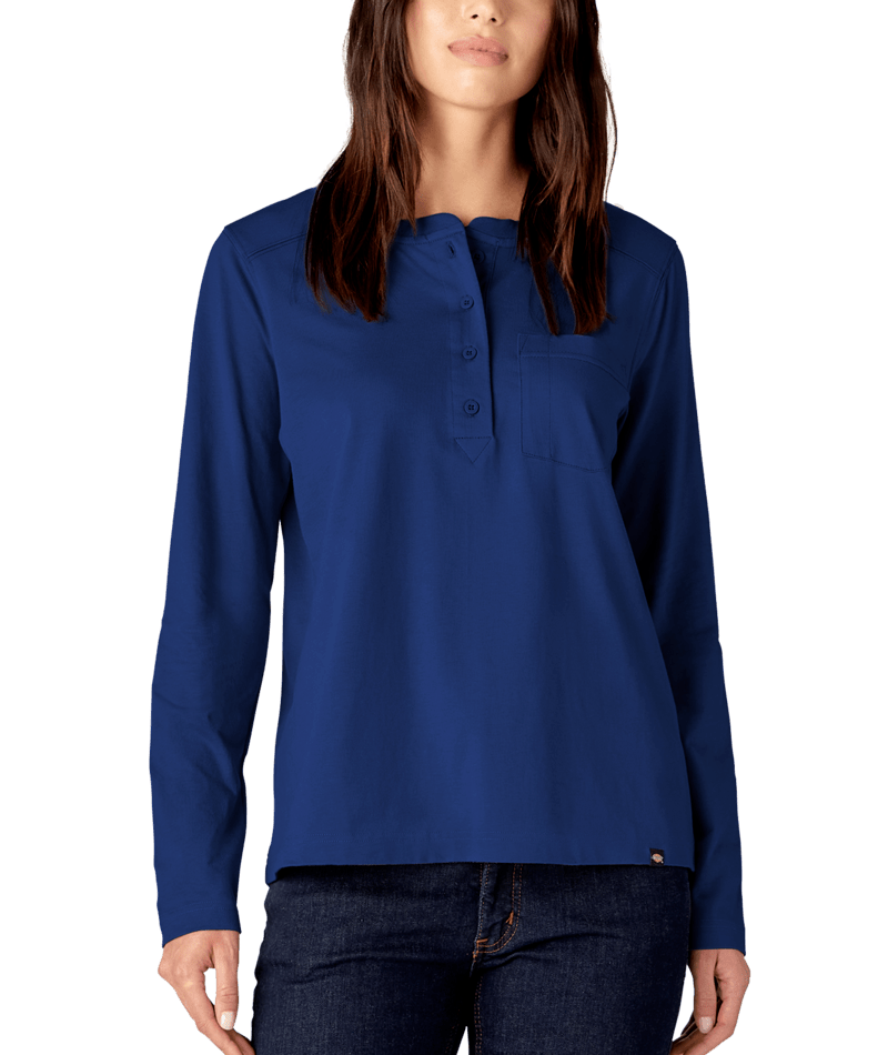 Dickies Women's Heavyweight Henley Shirts Surf Blue FL460FL