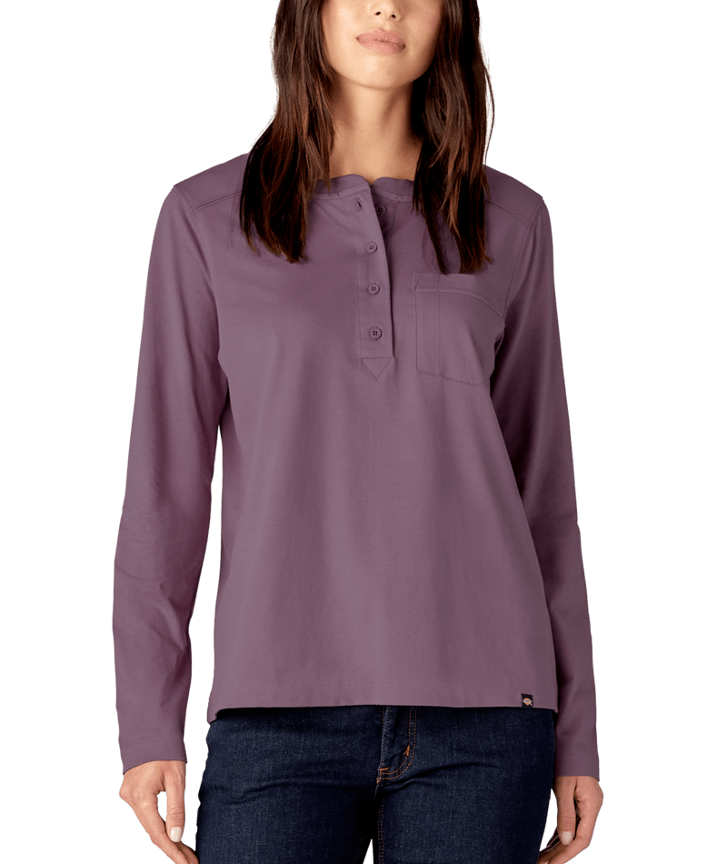 Dickies Women's Heavyweight Henley Shirts Grapeade FL460GRD