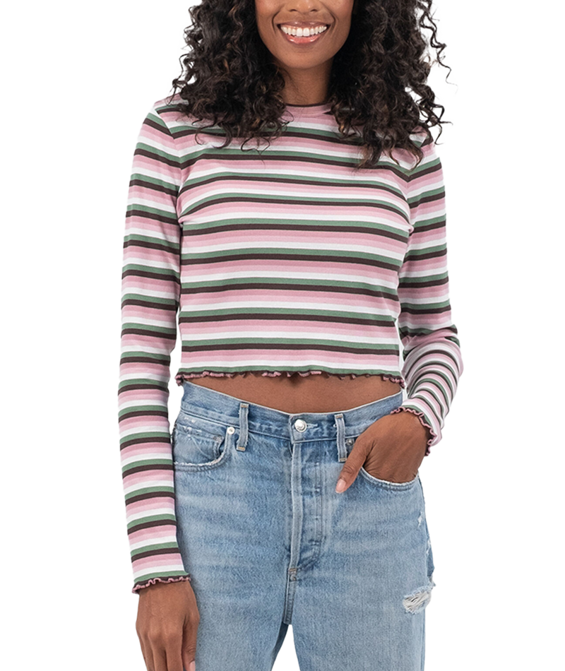 Dickies Women’s Baby Long Sleeve Striped Tee Green Fox Baby Stripe FLR51GSX