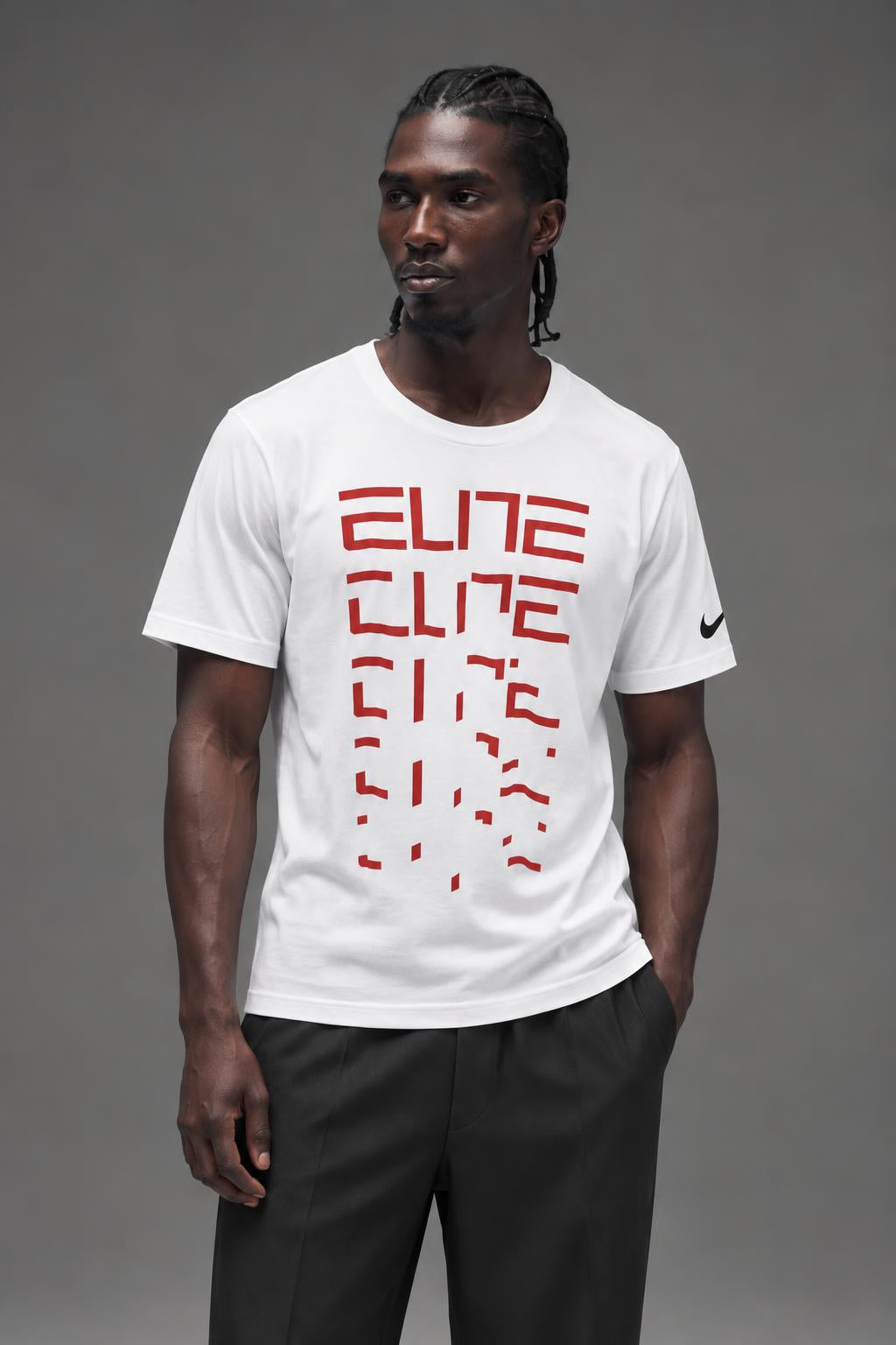 Nike Men's Elite T-Shirt White 940601 100 N7 AI model photo