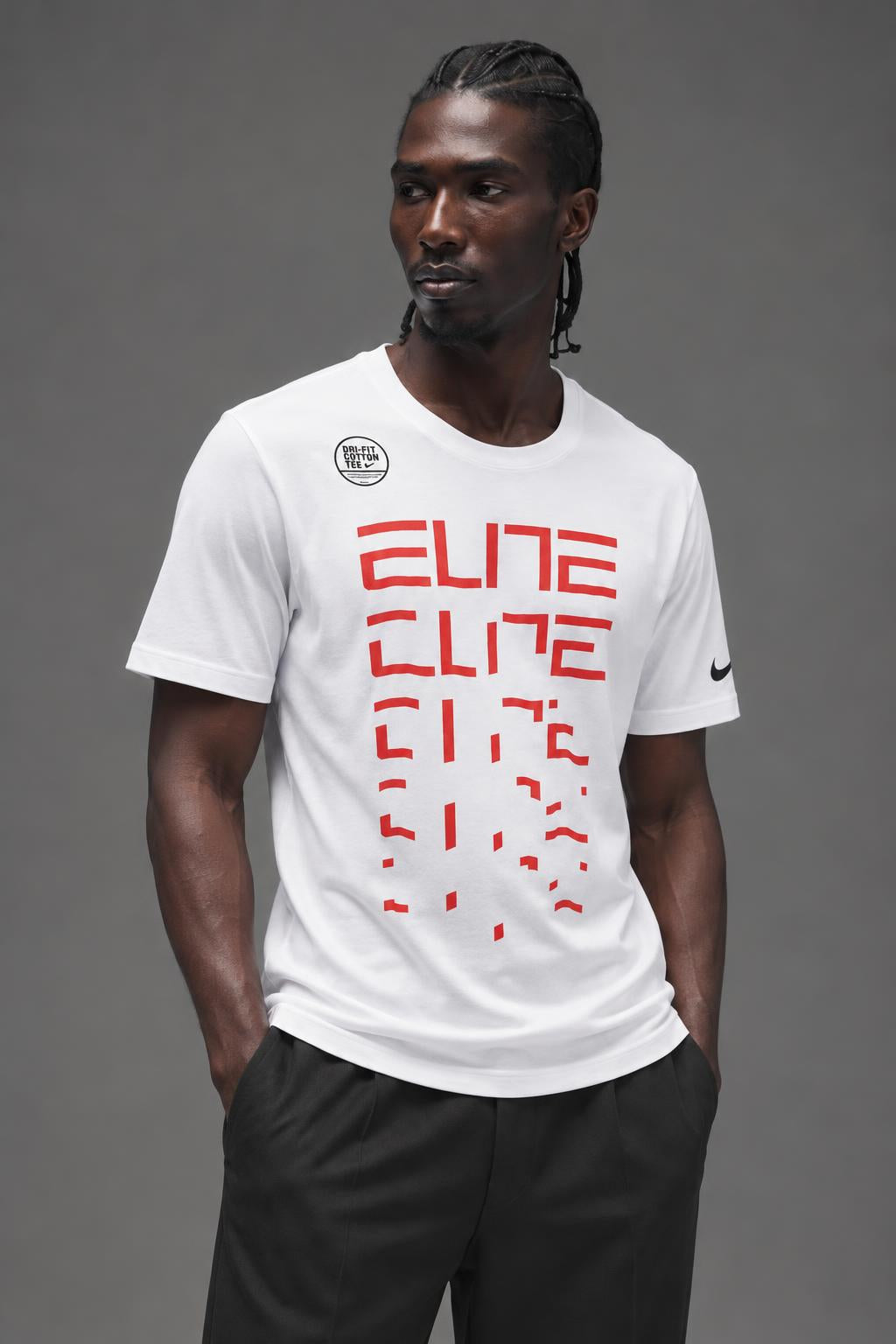 Nike Men's Elite T-Shirt White 940601 100 N7 AI model photo