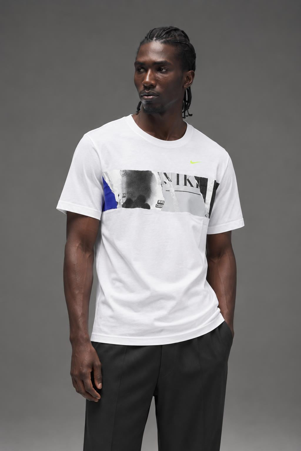 Nike Men's City Inspire Graphic T-Shirt White BV7016 100 N7 AI model photo