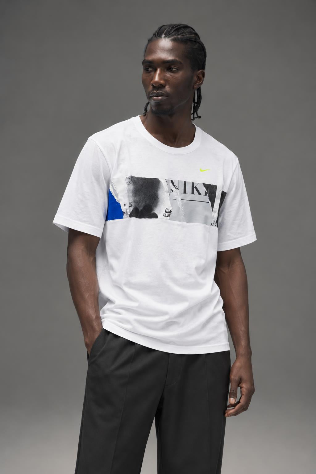 Nike Men's City Inspire Graphic T-Shirt White BV7016 100 N7 AI model photo