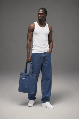 OBEY Bigwig Baggy Denim Stone Wash Indigo 142010087 STN AI model photo