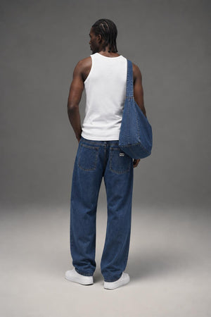 OBEY Bigwig Baggy Denim Stone Wash Indigo 142010087 STN AI model photo