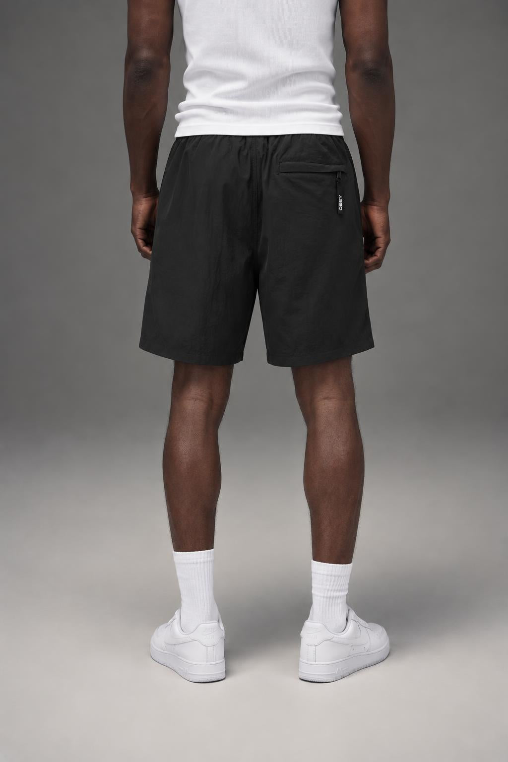 OBEY Men's Easy Eyes Nylon Short Black 172120100 BLK AI model photo