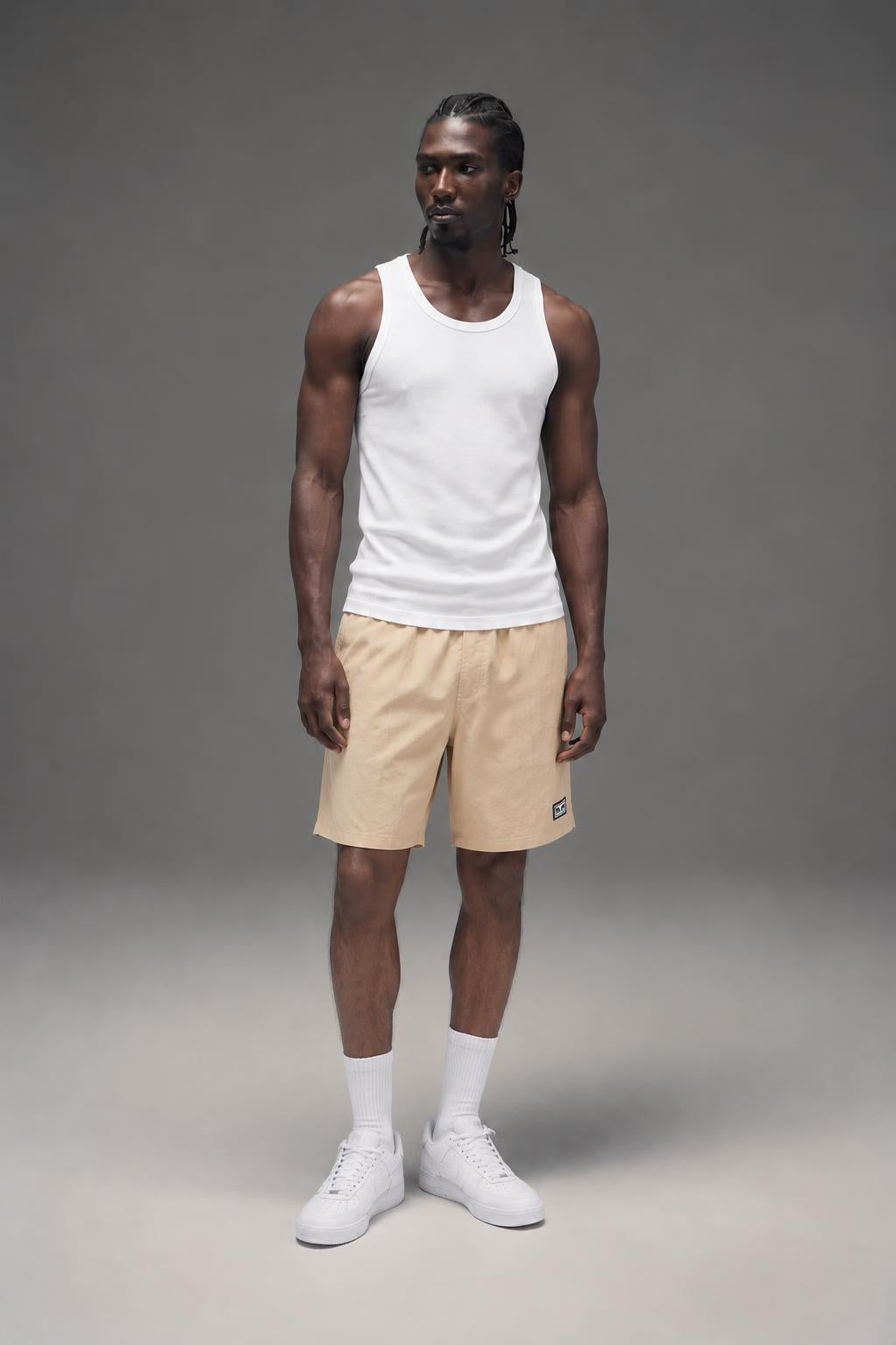 OBEY Men's Easy Eyes Nylon Short Irish Cream 172120100 CRM AI model photo