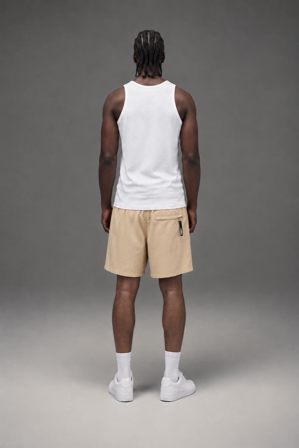 OBEY Men's Easy Eyes Nylon Short Irish Cream 172120100 CRM AI model photo