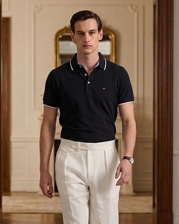 Tommy Hilfiger Men's Richard Tipped Short Sleeve Polo CF Dark Sable 78J8752 001