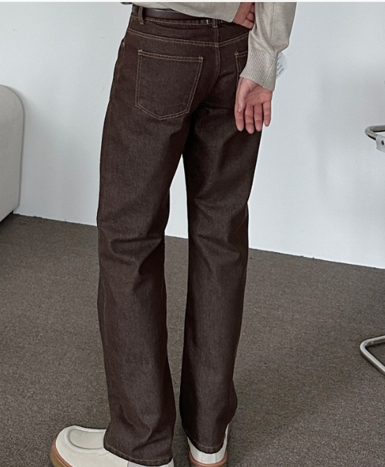 Rose-And-Rose Men's Wood Color Semi Wide Pants Brown ROSE009 BRN - APLAZE