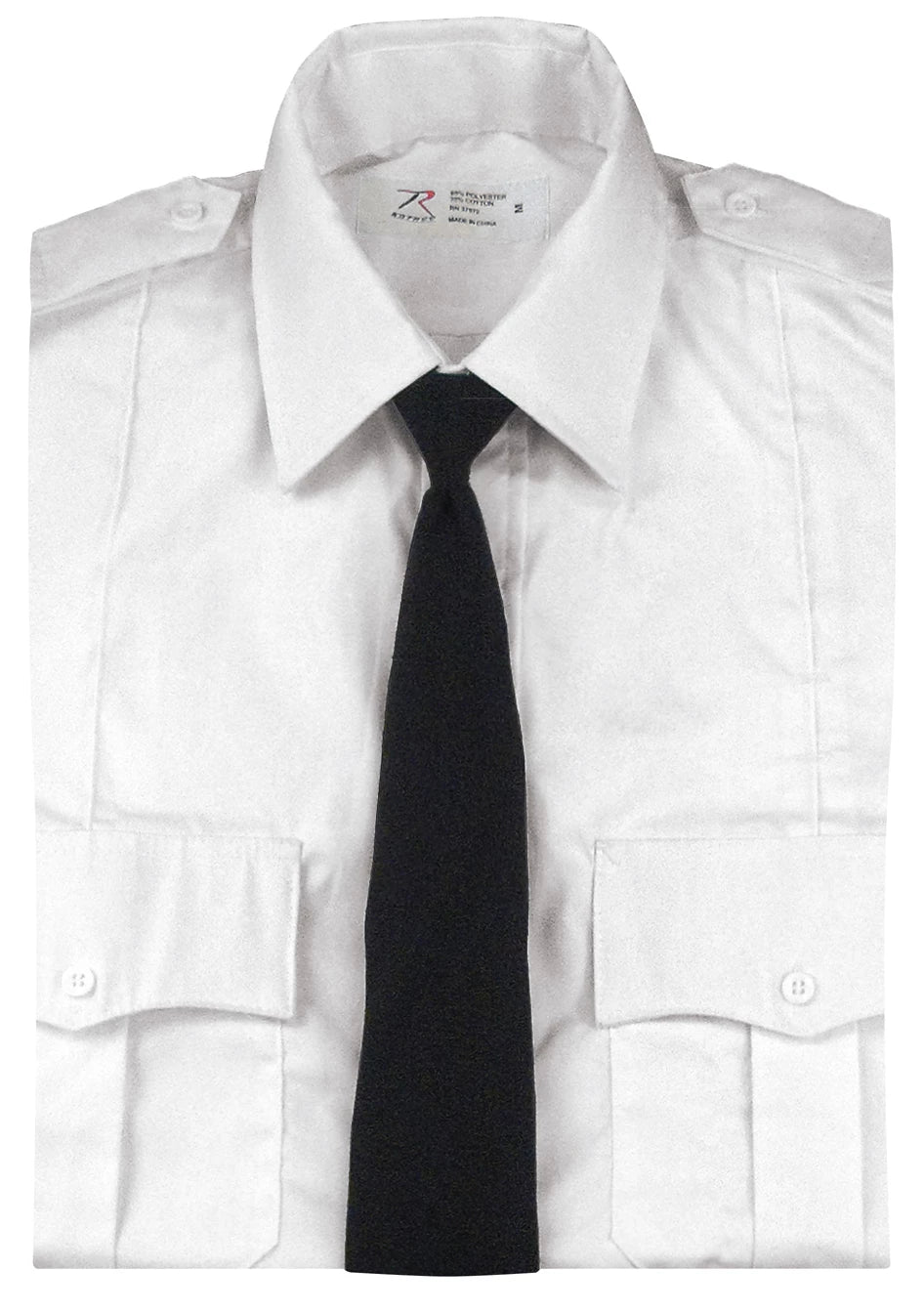 Rothco Police Issue 16-inch black clip-on necktie worn with uniform shirt, style 30180