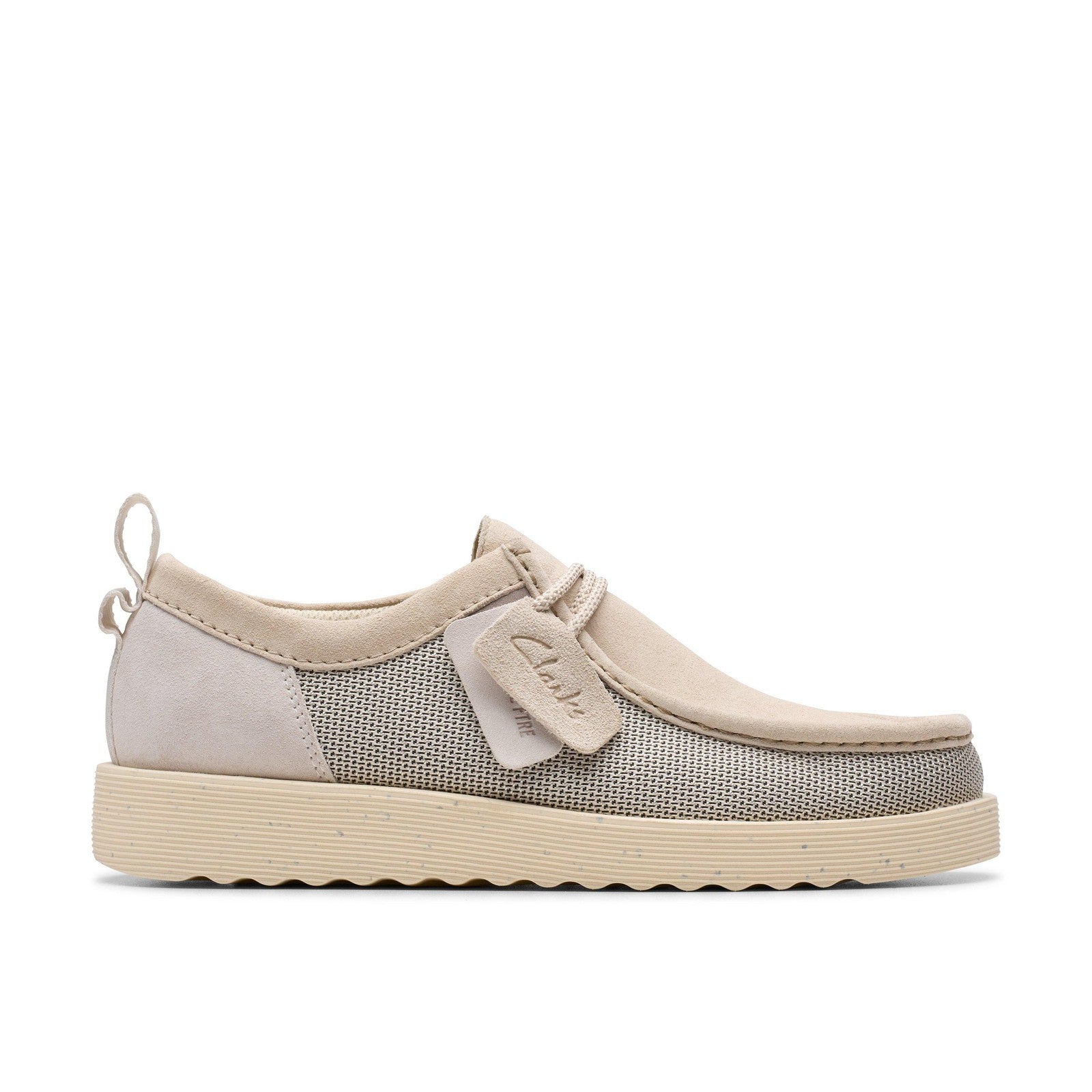 Clarks Mens Wallabee MoccasinFTR2Lo White Suede Casual Shoes 26181390