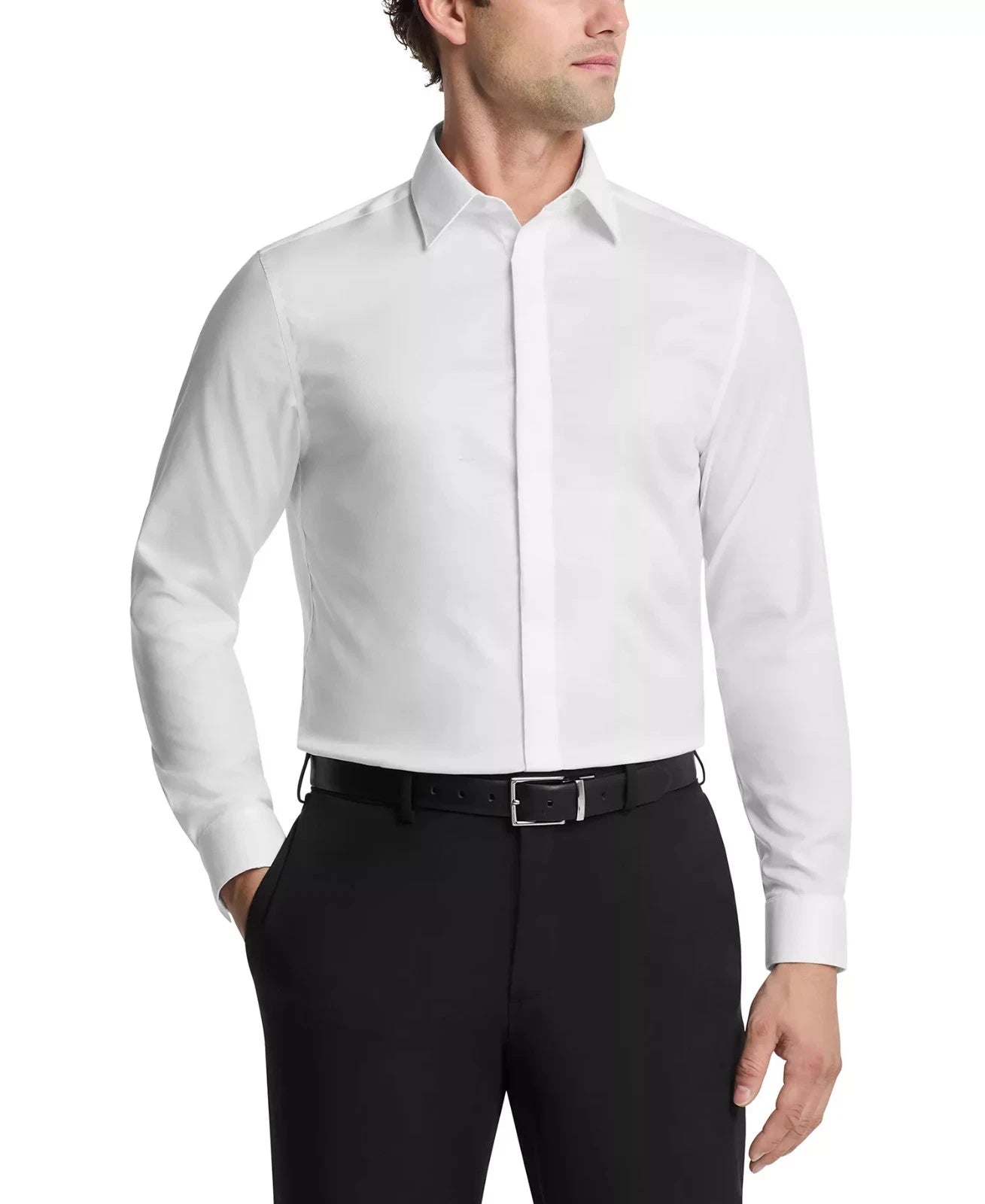 Calvin Klein Mens Steel+ Slim Fit Performance Stretch Dress Shirt White 33K5754-OXS