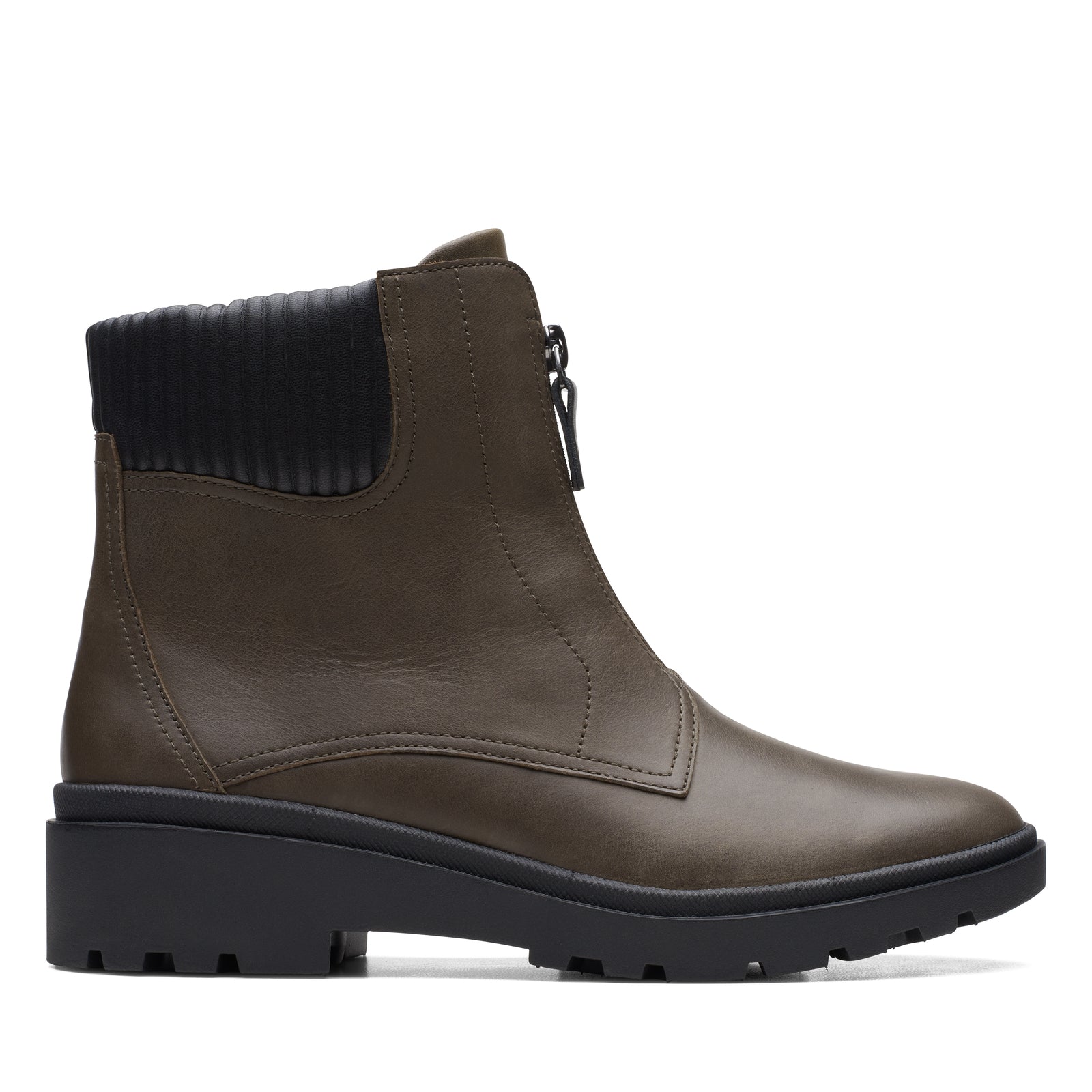 Clarks Women's Calla Zip Green Leather 26167345