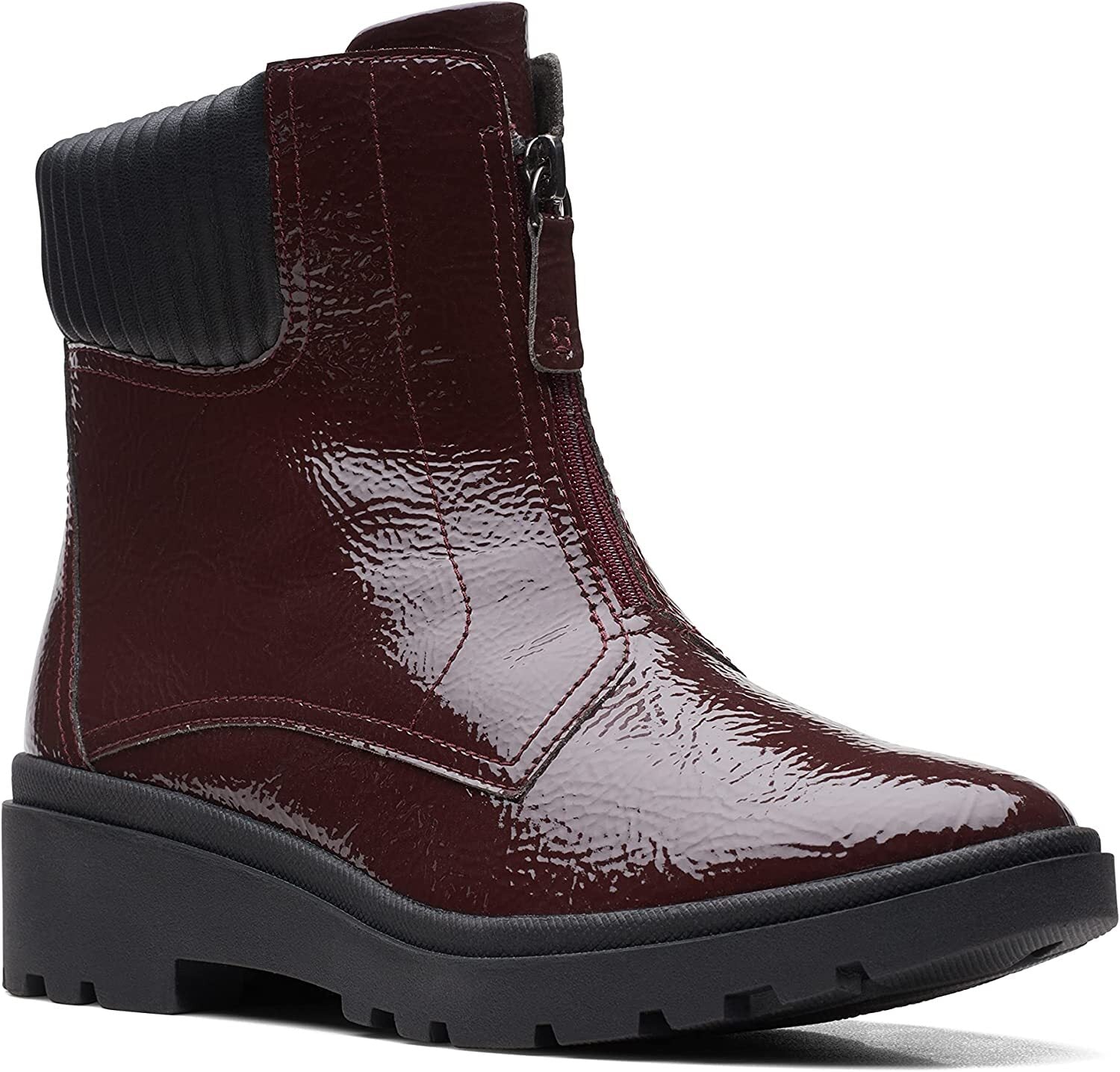 Clarks Women's Calla Zip Burgundy Patent 26169474