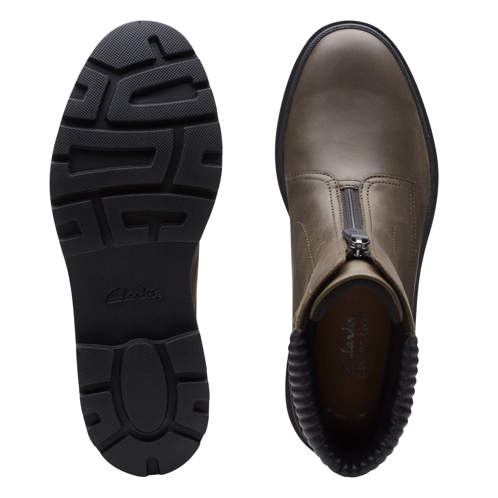 Clarks Women's Calla Zip Green Leather 26167345