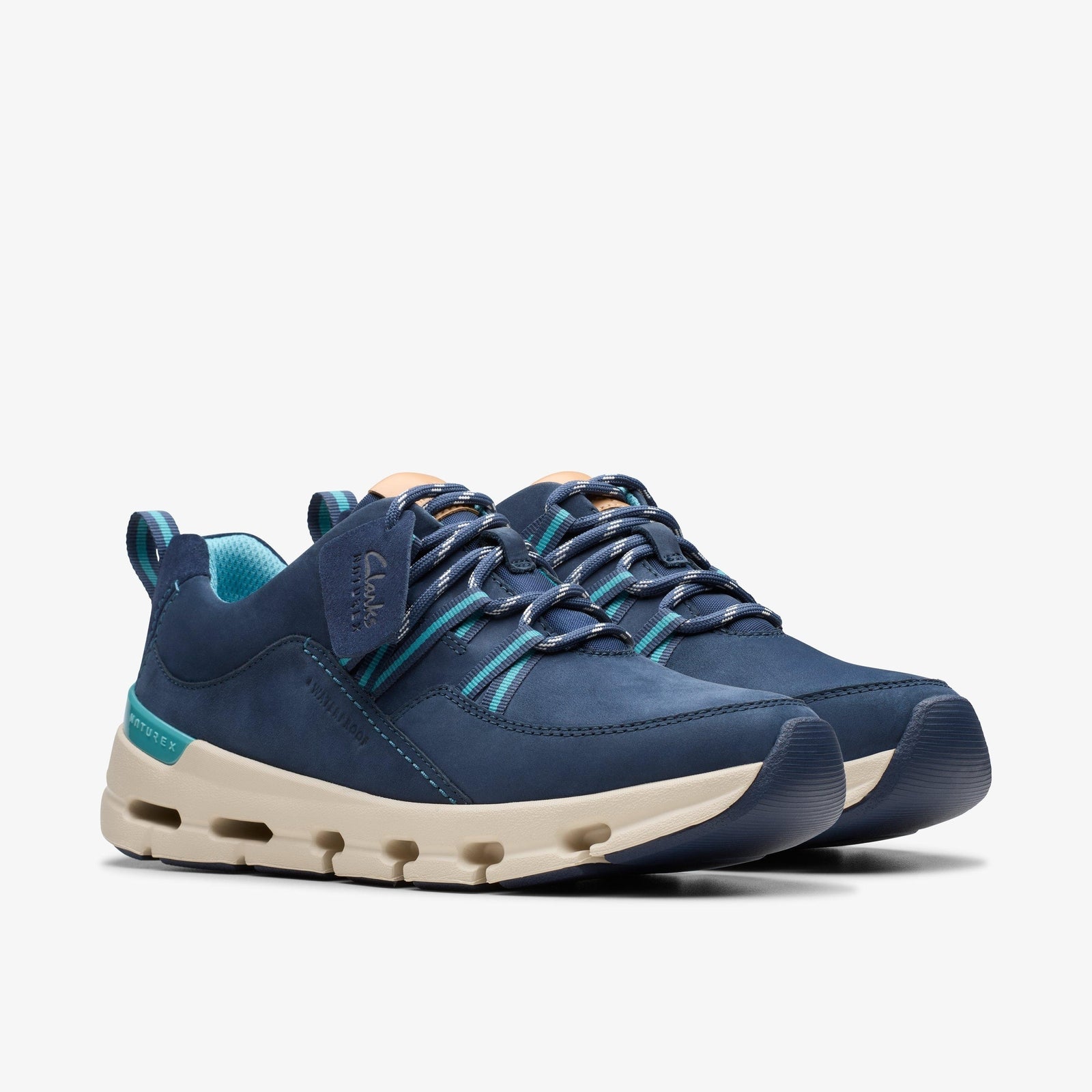 Clarks Women's NatureX Tie WP Navy Combi Nubuck 26178877