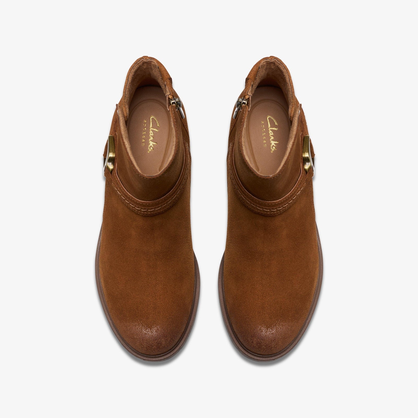 Clarks Women's Neva Buckle Dark Tan Suede 26179801