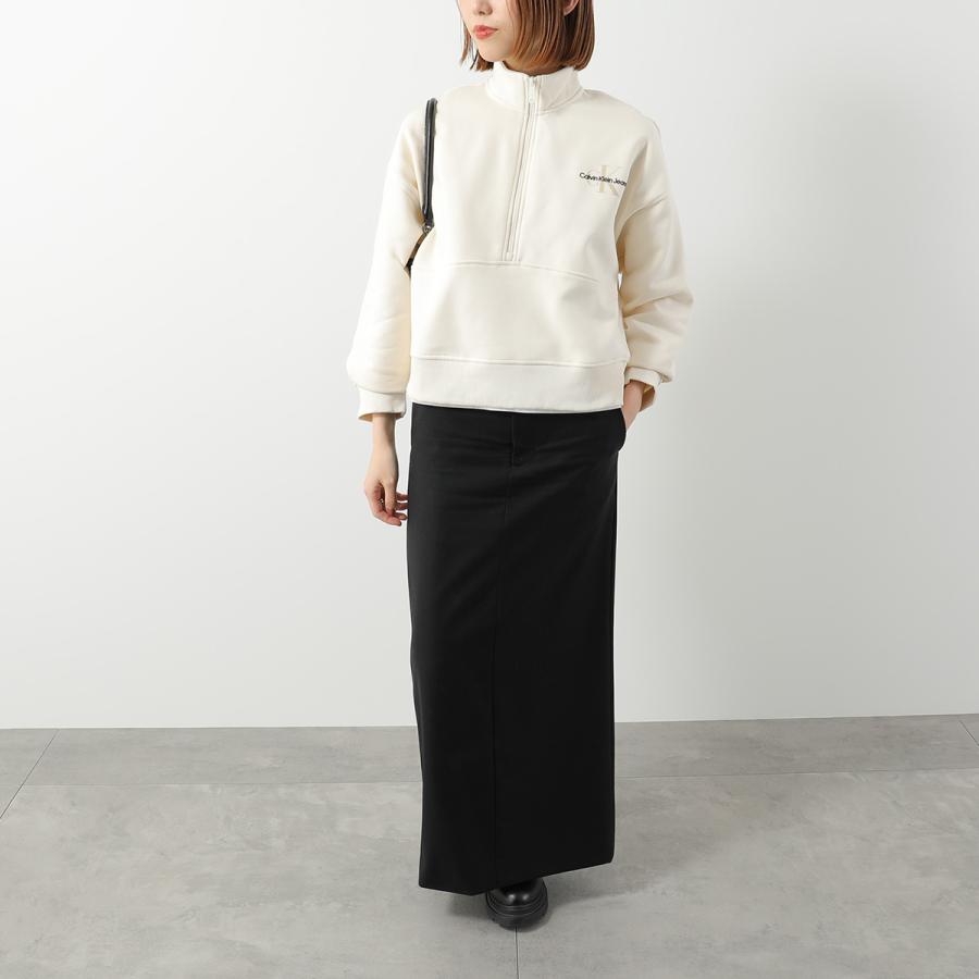 Calvin Klein Women’s Logo Quarter Zip Terry Sweatshirt Antique White 472025S 100