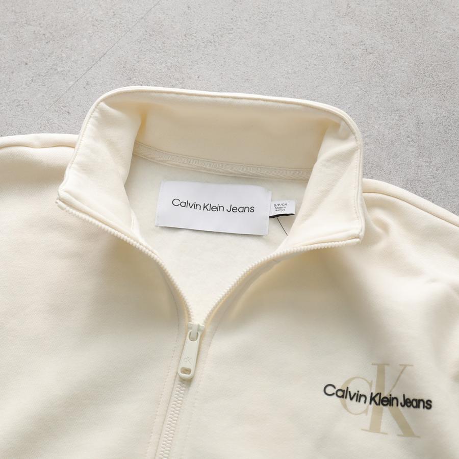 Calvin Klein Women’s Logo Quarter Zip Terry Sweatshirt Antique White 472025S 100