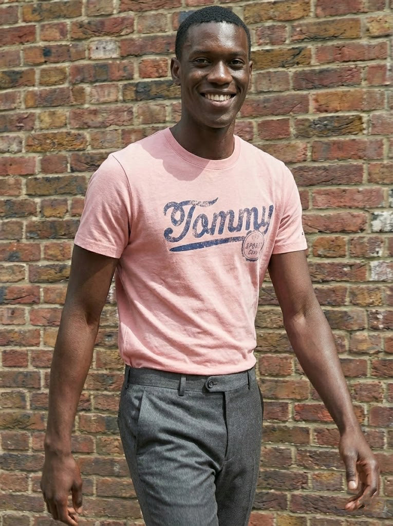 Tommy Hilfiger Mens Tommy Jeans Brick T-Shirt Broadway Pink 78J4955 650