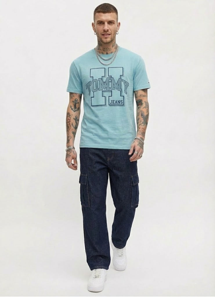 Tommy Hilfiger Mens Tommy Jeans Steel T-Shirt Mediterranean Blue 78J4958 440