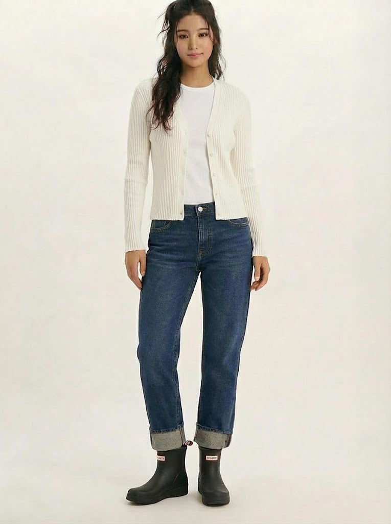 Calvin Klein Women's LS Cotton Rib Cardigan Tofu 47A303G 103