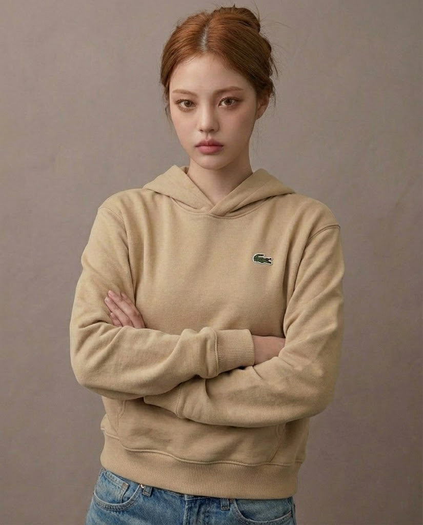 Lacoste Kids Kangaroo Pocket Fleece Hoodie Beige 947028 02S