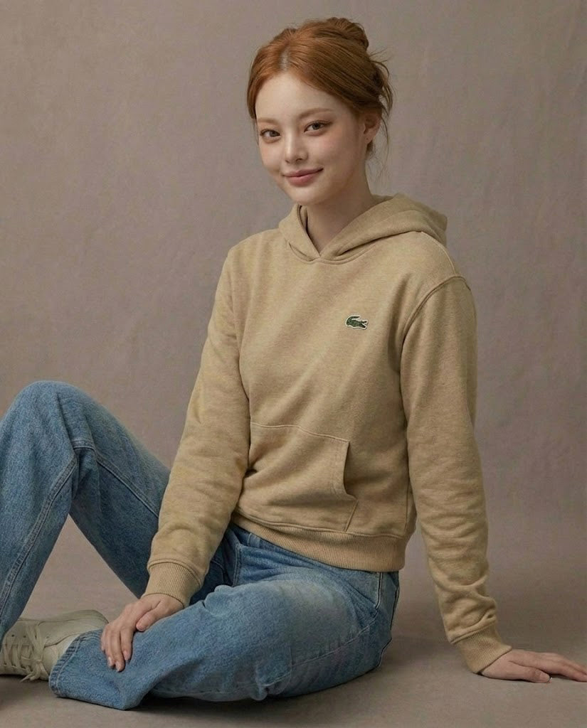 Lacoste Kids Kangaroo Pocket Fleece Hoodie Beige 947028 02S