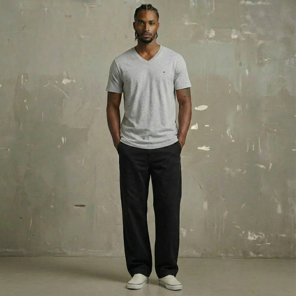 Tommy Hilfiger Flag V-Neck Tee Gray Heather 09T3140 004