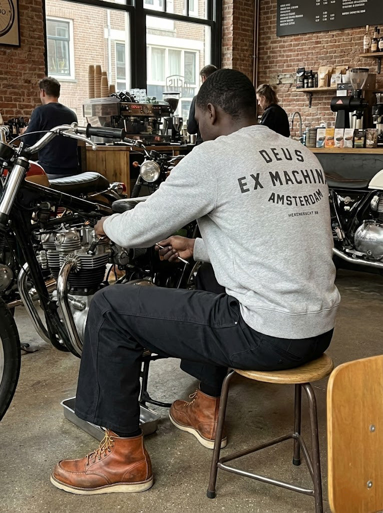 Deus ex machina Men's Amsterdam Address Crew Sweatshirt Grey Marle DMW48259H