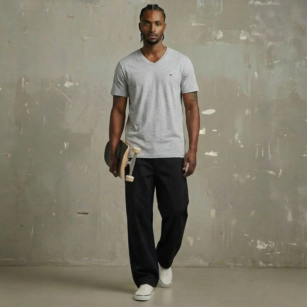 Tommy Hilfiger Flag V-Neck Tee Gray Heather 09T3140 004