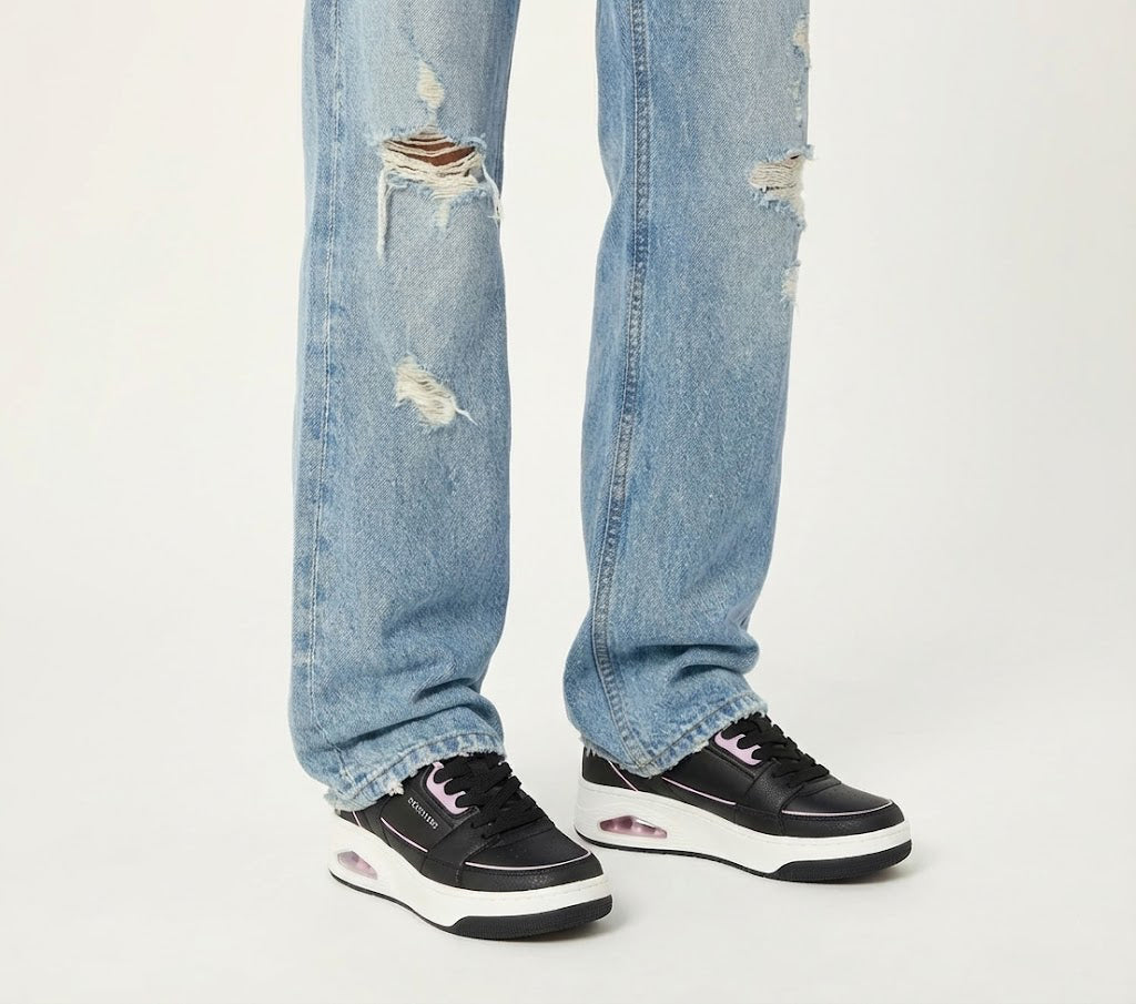 Skechers Women's Uno Court - Courted Style Black / Light Pink 177710 BKLP