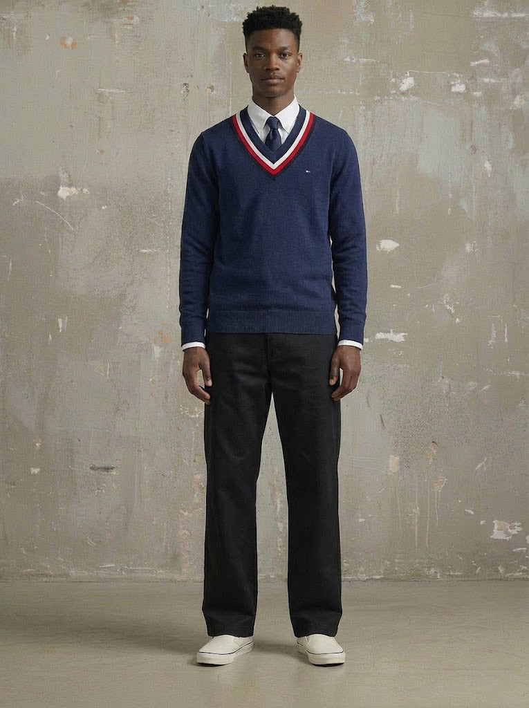 Tommy Hilfiger Men's Murray Cricket Sweater Navy Heather 78J3975 410