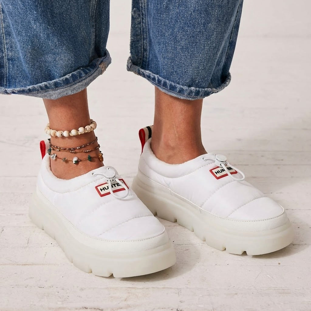 Hunter Womens Madi Insulated Water Resistant Slip-on Mules Shoes White HWMADI 140