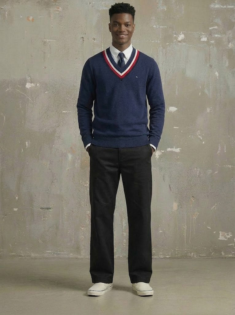 Tommy Hilfiger Men's Murray Cricket Sweater Navy Heather 78J3975 410