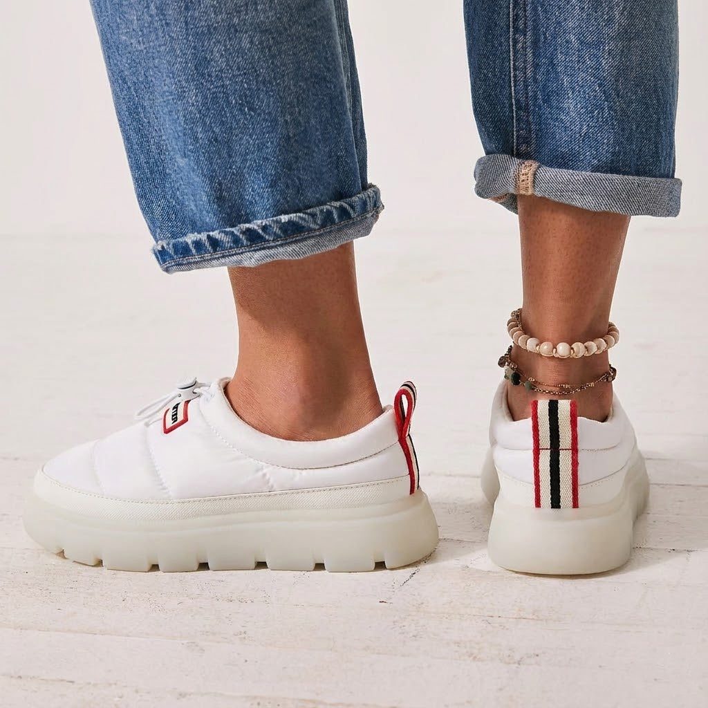 Hunter Womens Madi Insulated Water Resistant Slip-on Mules Shoes White HWMADI 140