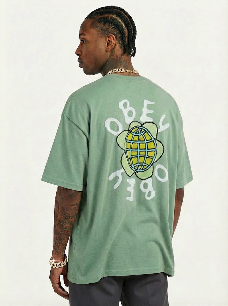 Obey Mens Obey Peace Flower T-Shirt Jade 163003231