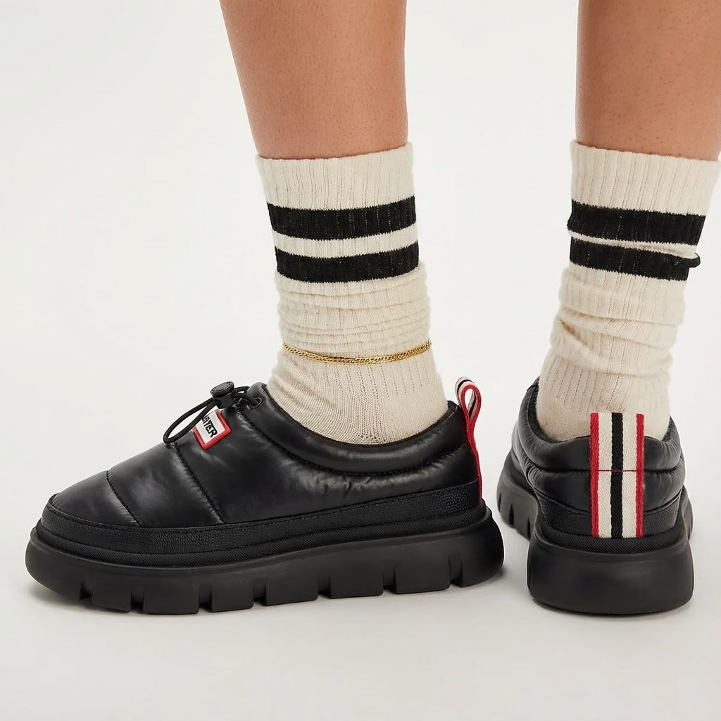 Hunter Womens Madi Insulated Water Resistant Slip-on Mules Shoes Black HWMADI 001