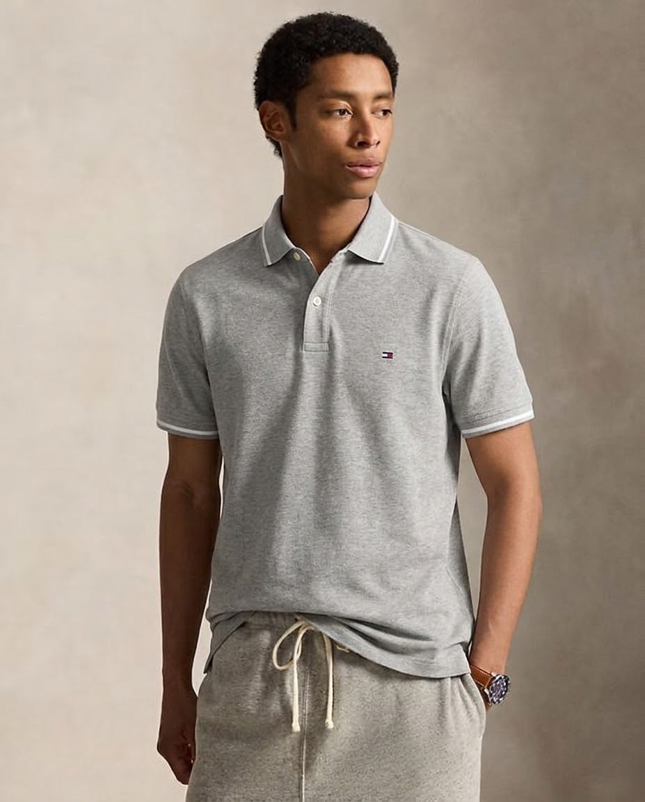 Tommy Hilfiger Men's Richard Tipped Short Sleeve Polo CF BC16 Grey 78J8752 031
