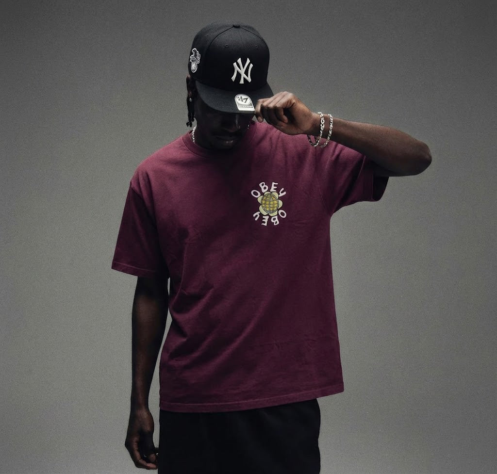 Obey Mens Obey Peace Flower T-Shirt Beetroot 163003231