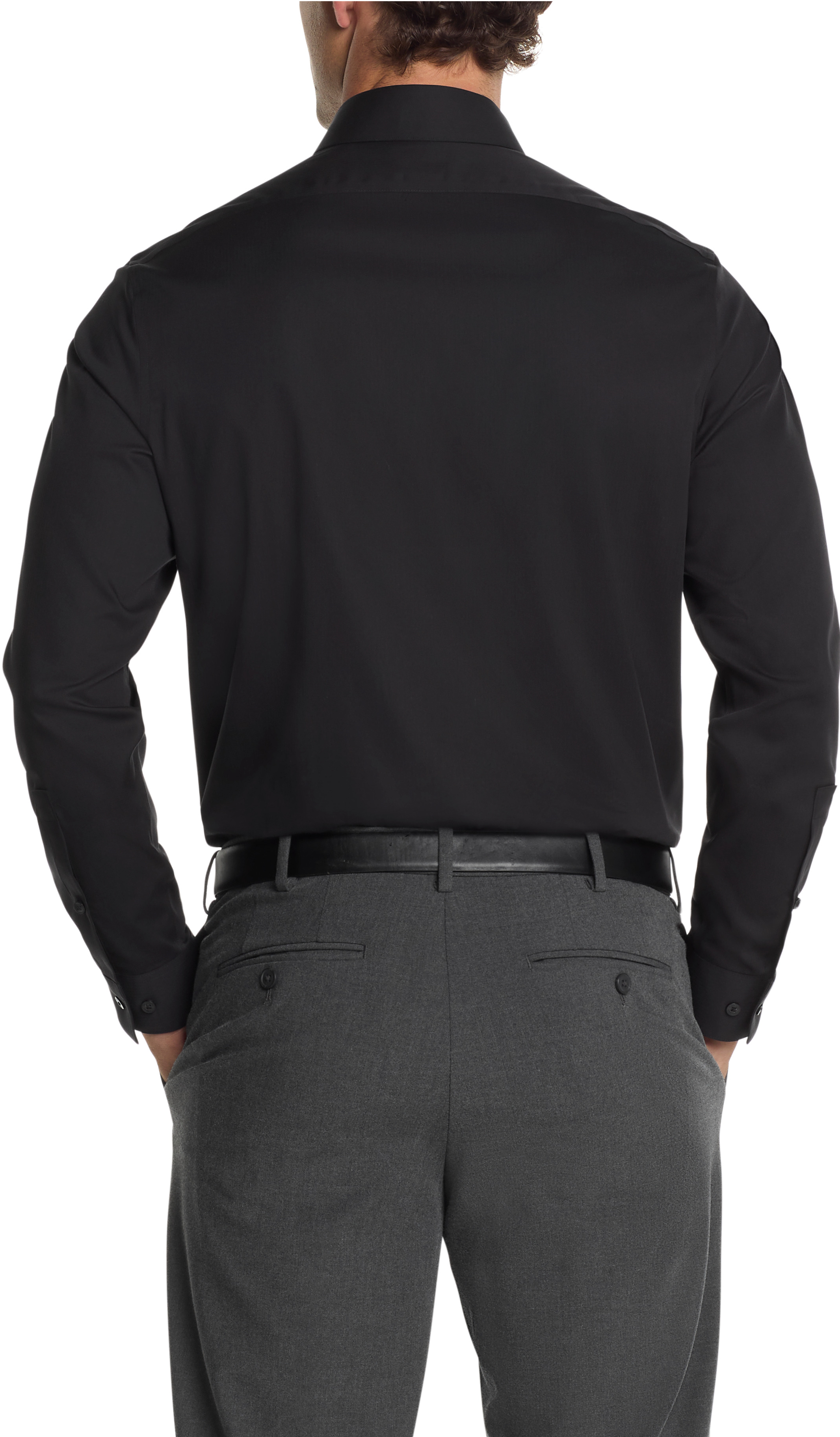 Calvin Klein Mens Steel Slim Fit Non-Iron Herringbone Dress Shirt Black 33K2479-7ML