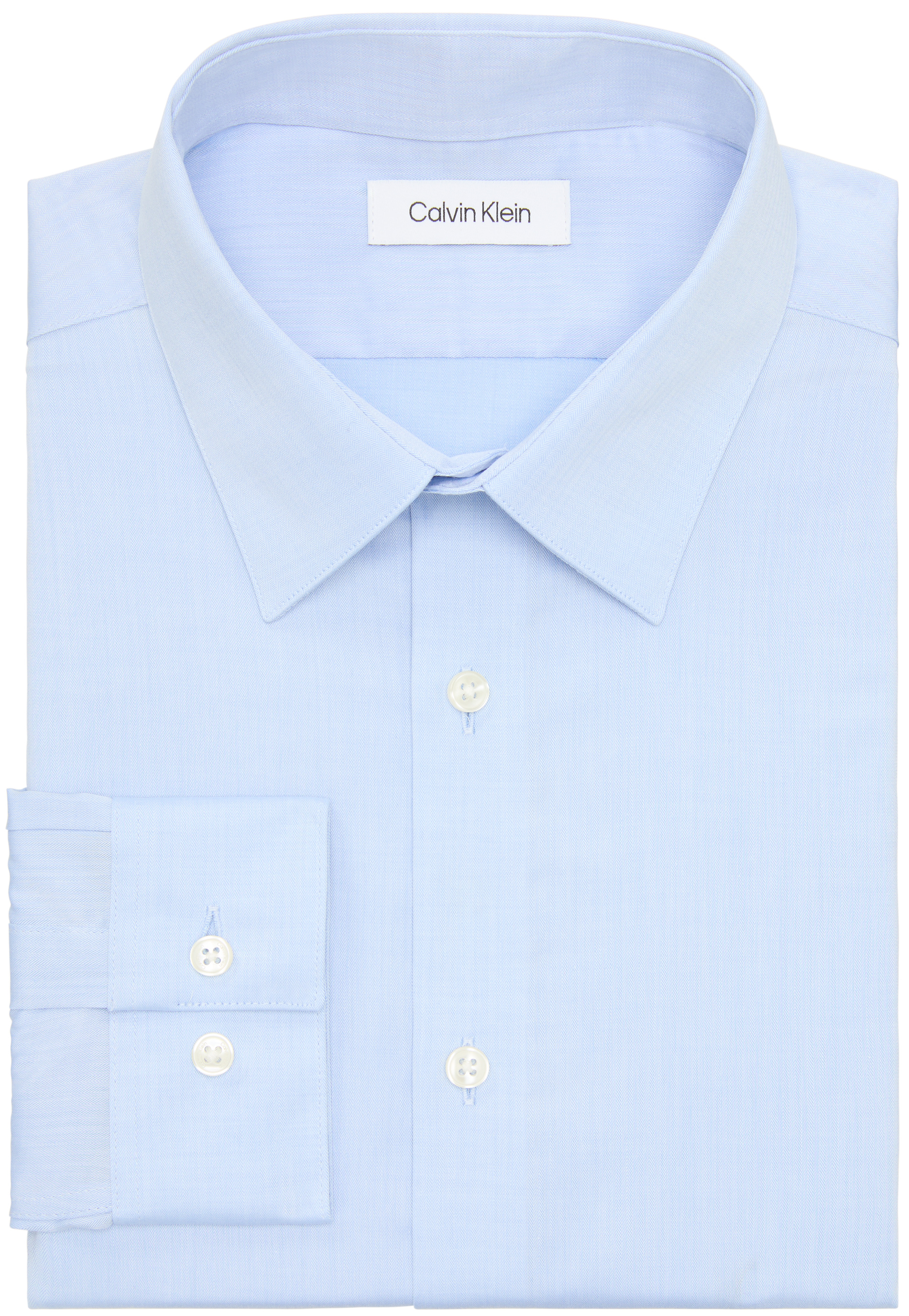 Calvin Klein Mens Steel Slim Fit Non-Iron Herringbone Dress Shirt Blue 33K2479-7RI