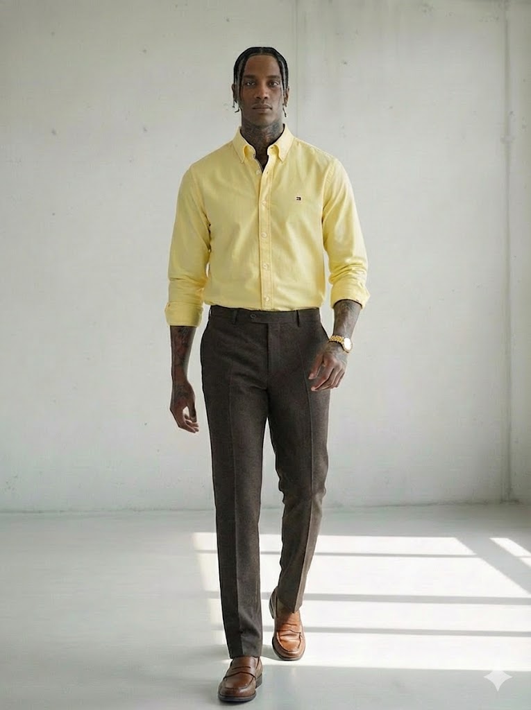 Tommy Hilfiger Men's New England Solid Oxford Shirt Yellow Topaz 78J5099 730